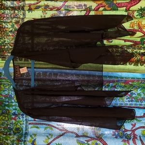 Large Alex Evenings Over the Shoulder Sheer Shrug Cape with Sleeves